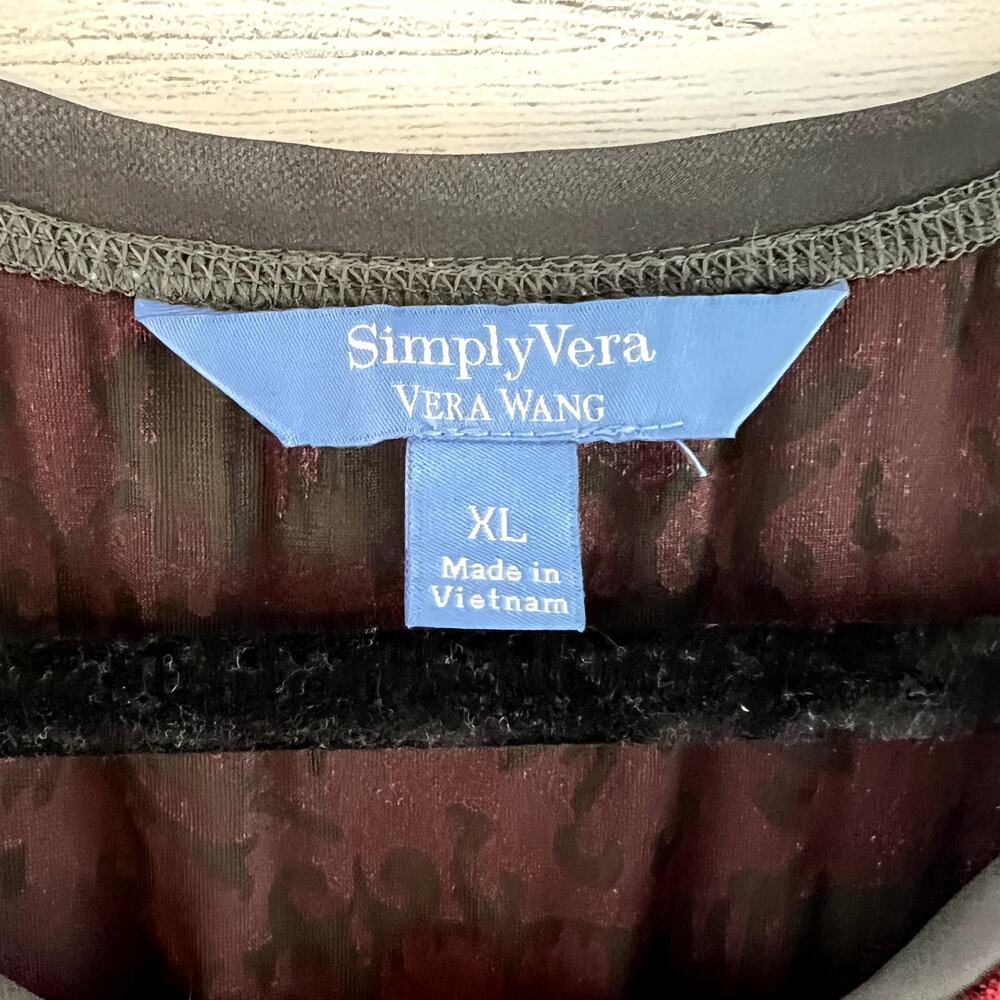 Simply Vera Red Velvet Burnout Top Size XL Gothic Witchy Whimsygoth - Picture 3 of 9